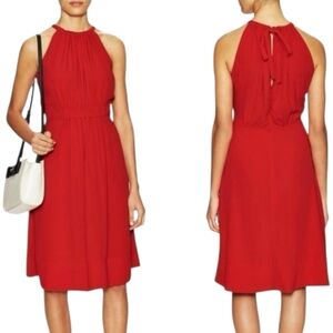 KATE SPADE Fluid Red Crepe Tie Back Halter Dress -Size 2
